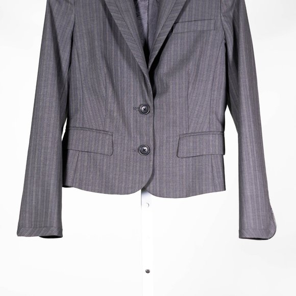 Banana Republic Women's Blazer Gray Striped Stretch Preppy Career Suit Jacket 0 - Picture 6 of 9